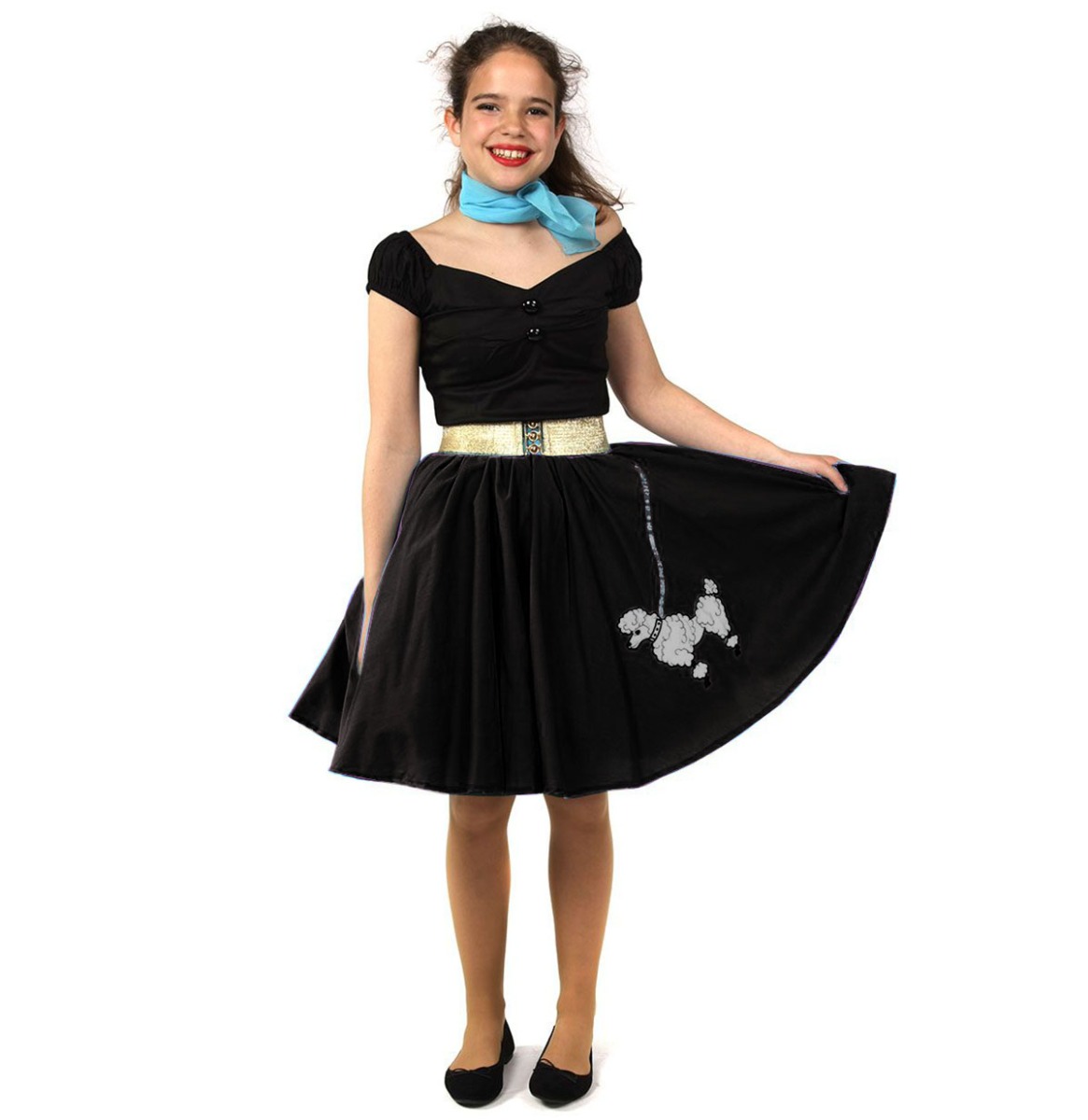 Kids Retro Poodle Skirt Black-16 inch (40
