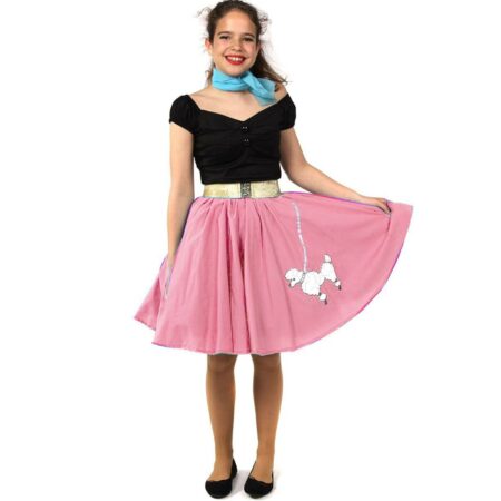 Kids Retro Poodle Skirt Light Pink-16 inch (40
