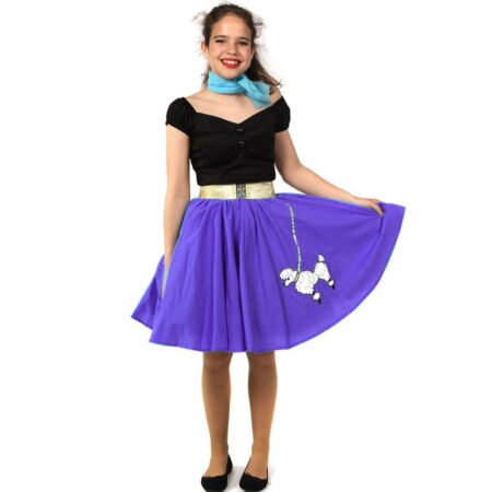 Kids Retro Poodle Skirt Purple-19/20 inch (48/50