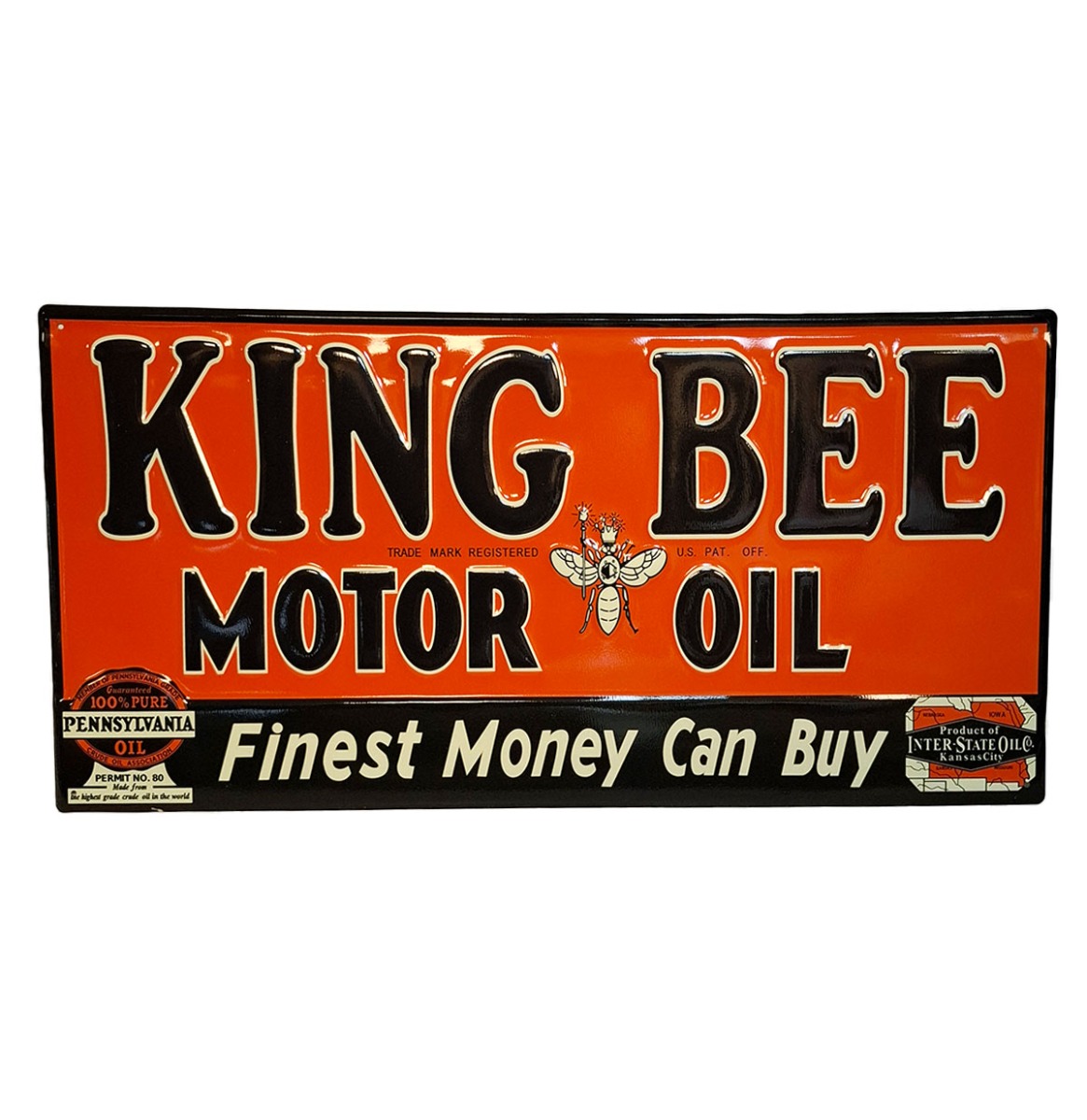 King Bee Motor Oil Stalen Bord Met Relief - 60 x 30cm | Fiftiesstore