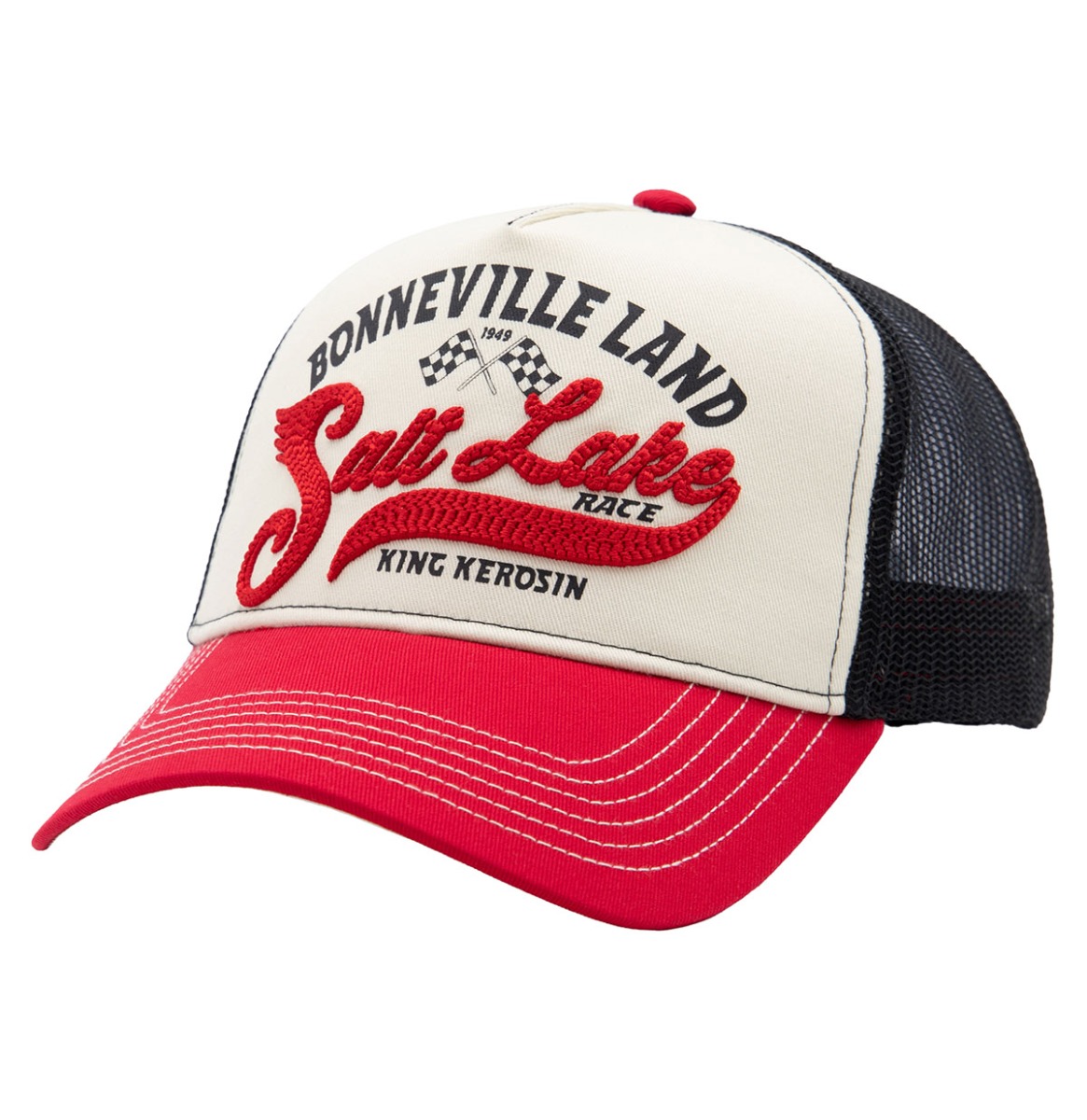 King Kerosin Bonneville Land Salt Lake Trucker Pet Rood & Gebroken Wit & Zwart | King Kerosin