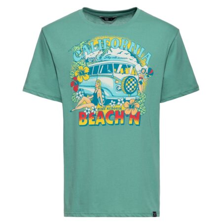 King Kerosin California Beach T-shirt Frosty Spruce -L | King Kerosin