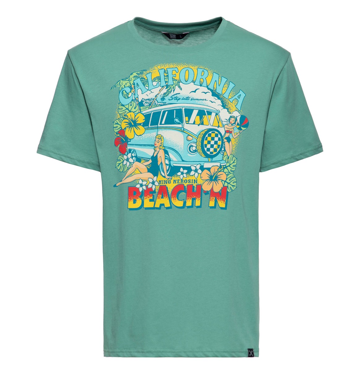 King Kerosin California Beach T-shirt Frosty Spruce -L | King Kerosin
