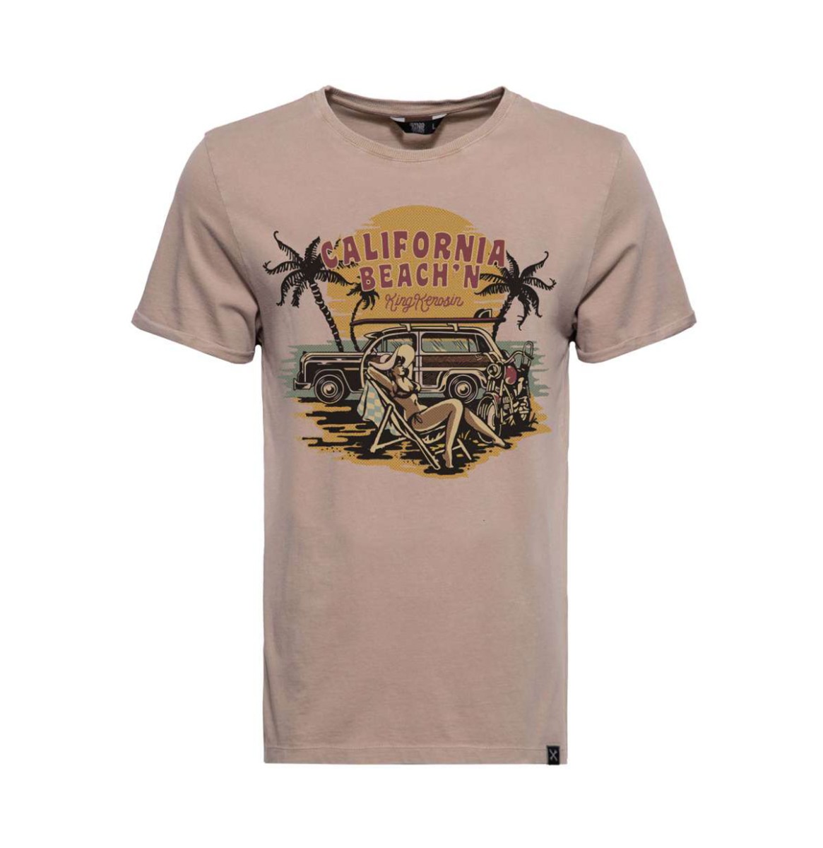King Kerosin California Beachin T-Shirt Latte-S | King Kerosin