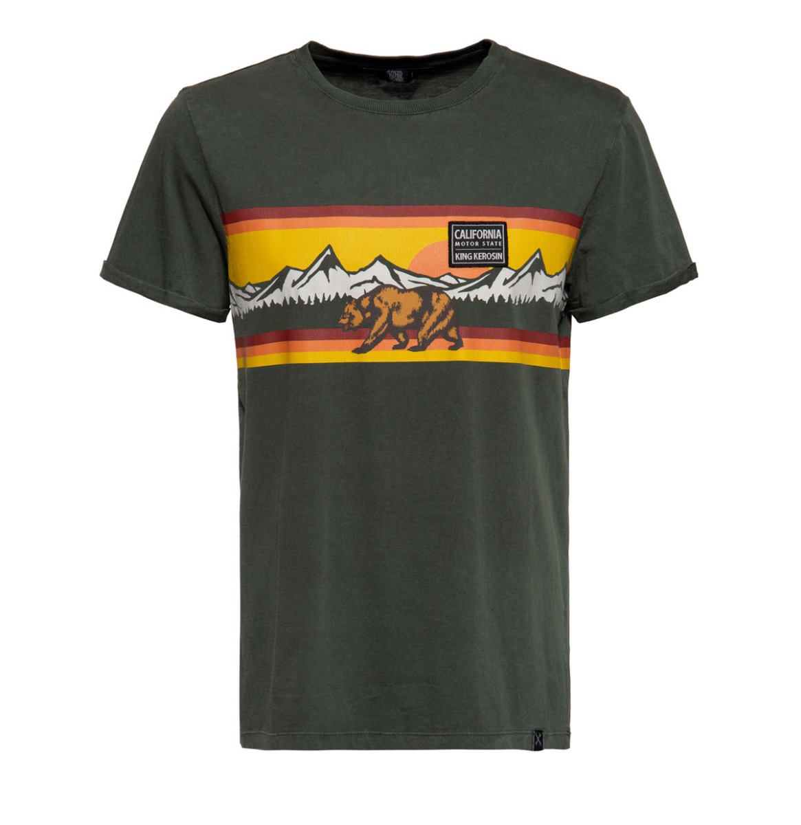 King Kerosin California Bear T-Shirt Dark Green-XXXXL | 27% korting | King Kerosin