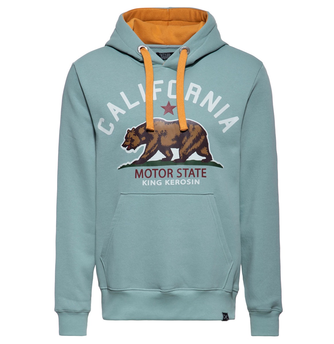 King Kerosin California State Hoodie Lake Green & Camel-3XL | King Kerosin