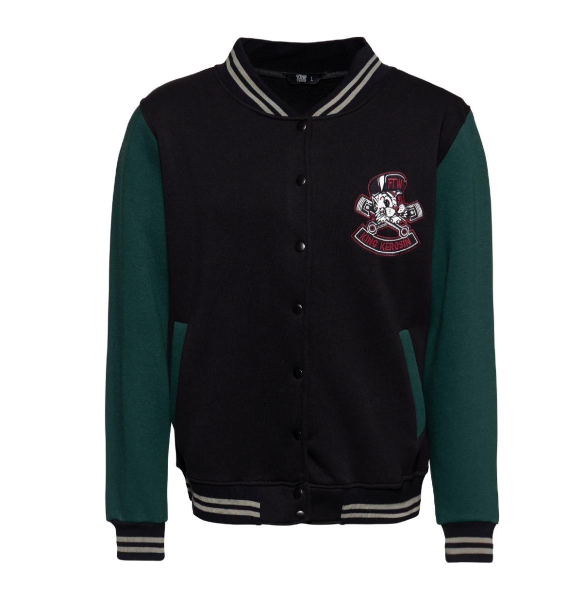 King Kerosin College Jacket Street Cat Black & Smoke-M | 30% korting | King Kerosin