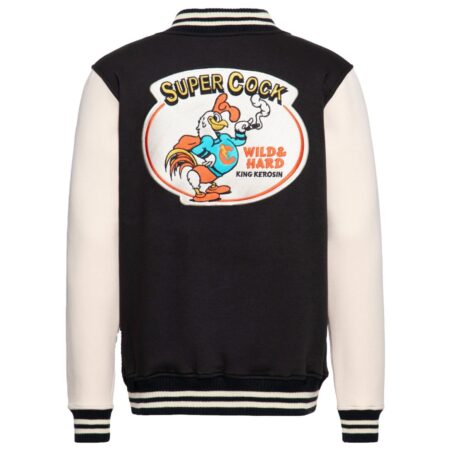King Kerosin College Sweat Jacket 'Super Cock' Black/White-L | Fiftiesstore