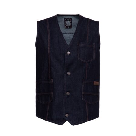 King Kerosin Denim Vest James Blue-3XL | King Kerosin