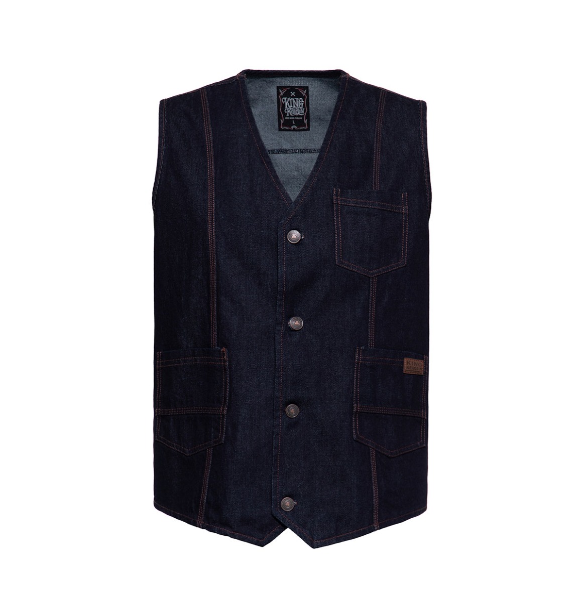 King Kerosin Denim Vest James Blue-3XL | King Kerosin