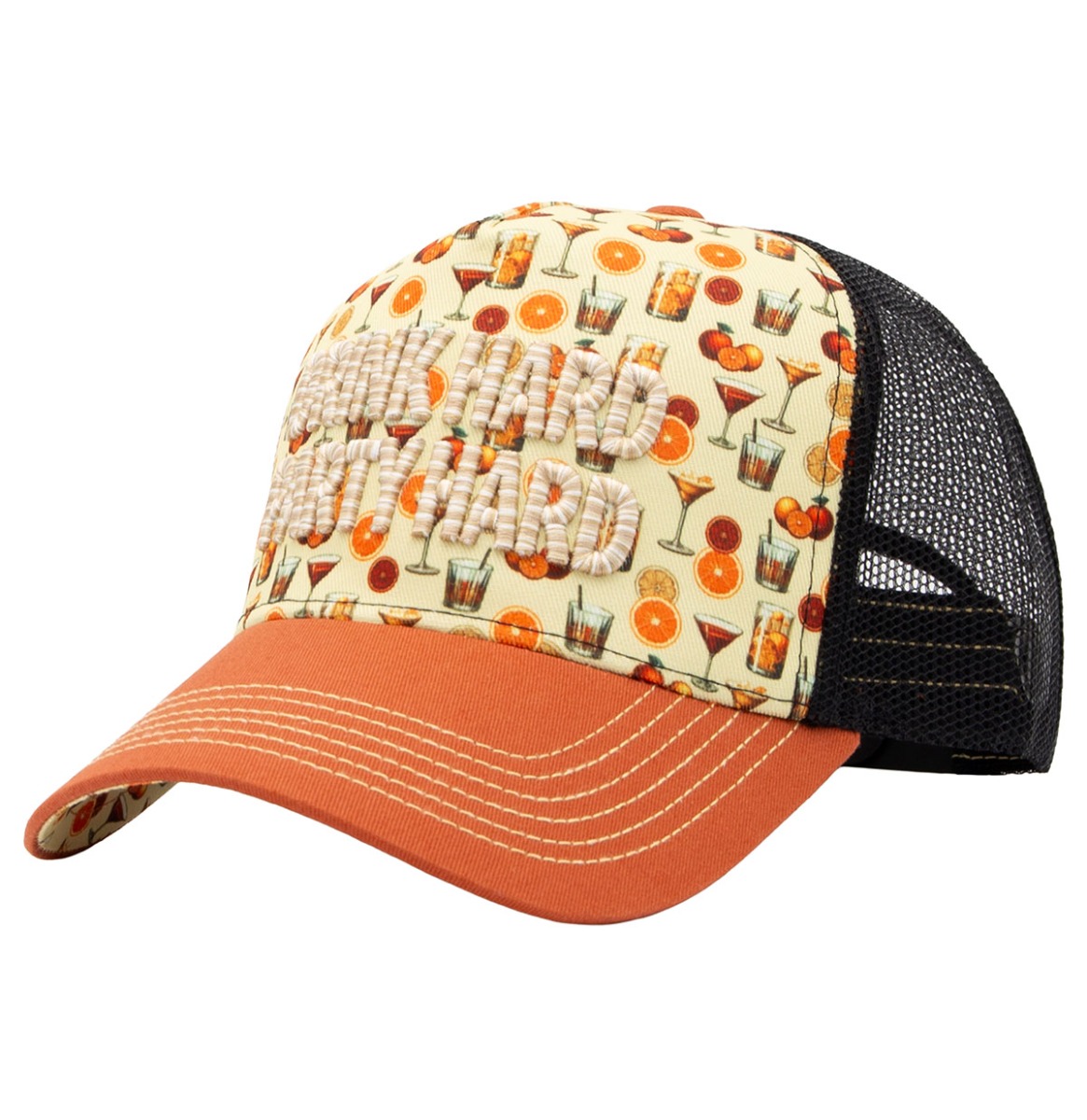 King Kerosin Drink Hard Party Hard Cocktail Trucker Pet Oranje & Gebroken Wit | King Kerosin
