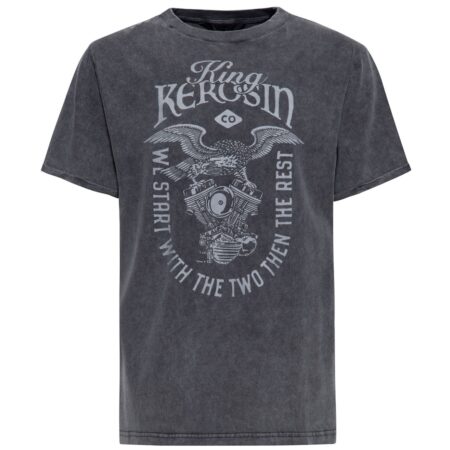King Kerosin Eagle On Engine Washed T-shirt Anthracite-3XL | King Kerosin