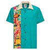 King Kerosin Hawaii Pin Up Panel Shirt Turquoise-XXXL | King Kerosin