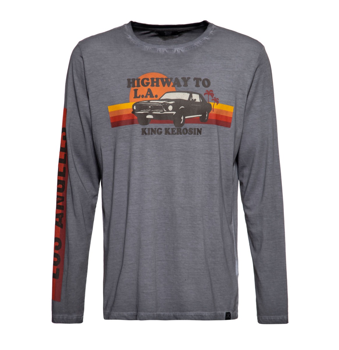 King Kerosin Highway To LA Longsleeve Shirt Steel Grey-L | 22% korting | King Kerosin