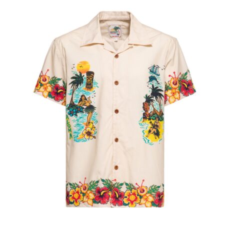 King Kerosin Honolulu Hawaiian Style Shirt Ecru-XXXXL | King Kerosin