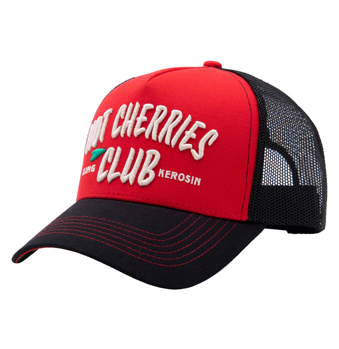 King Kerosin Hot Cherries Club Trucker Pet Rood & Zwart | King Kerosin