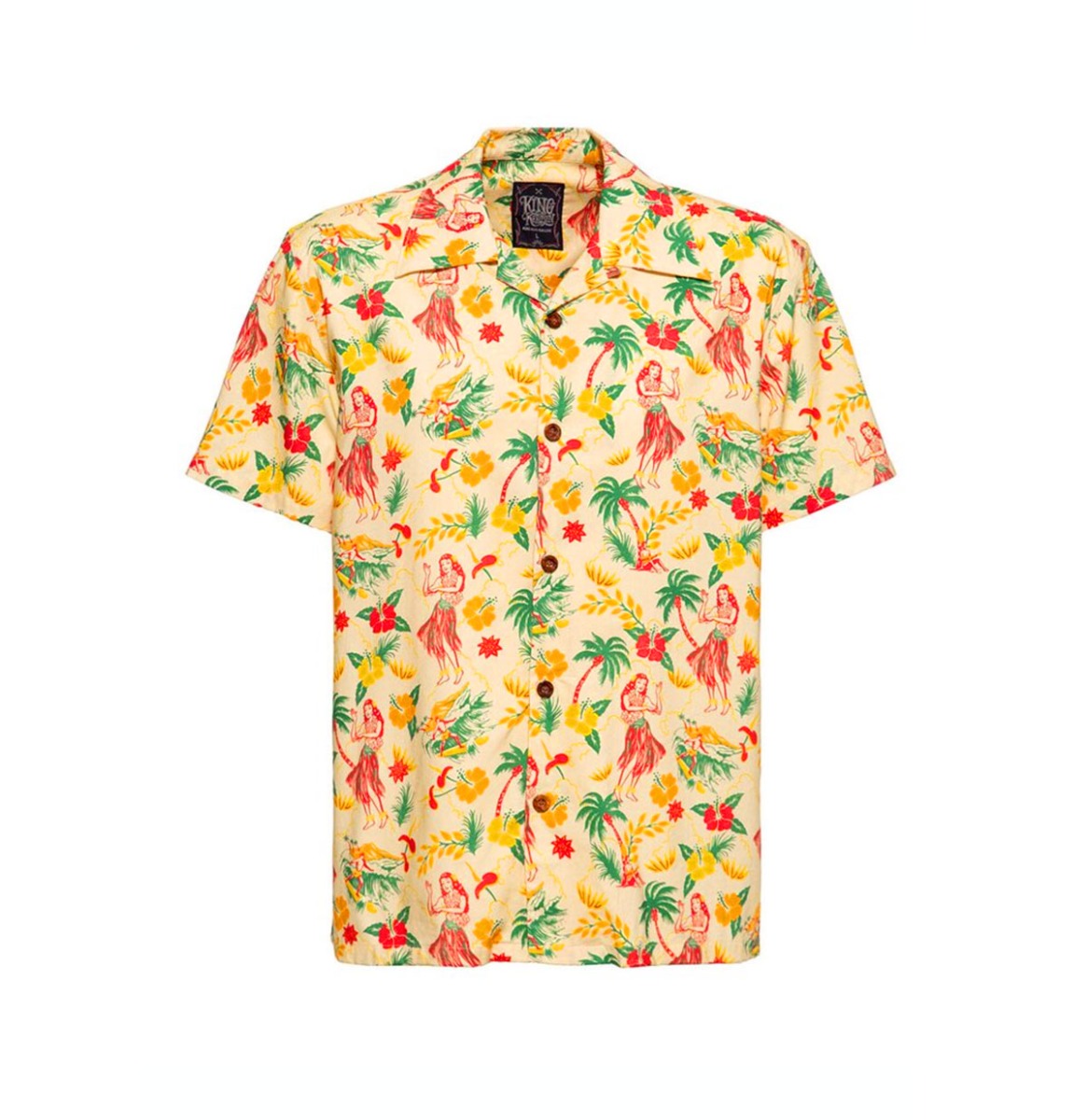 King Kerosin Hula Shirt Ecru Yellow-XXL | King Kerosin