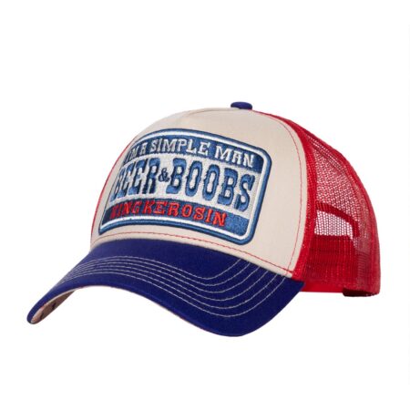 King Kerosin I'm A Simple Man Beer & Boobs Trucker Pet Beige & Rood | King Kerosin