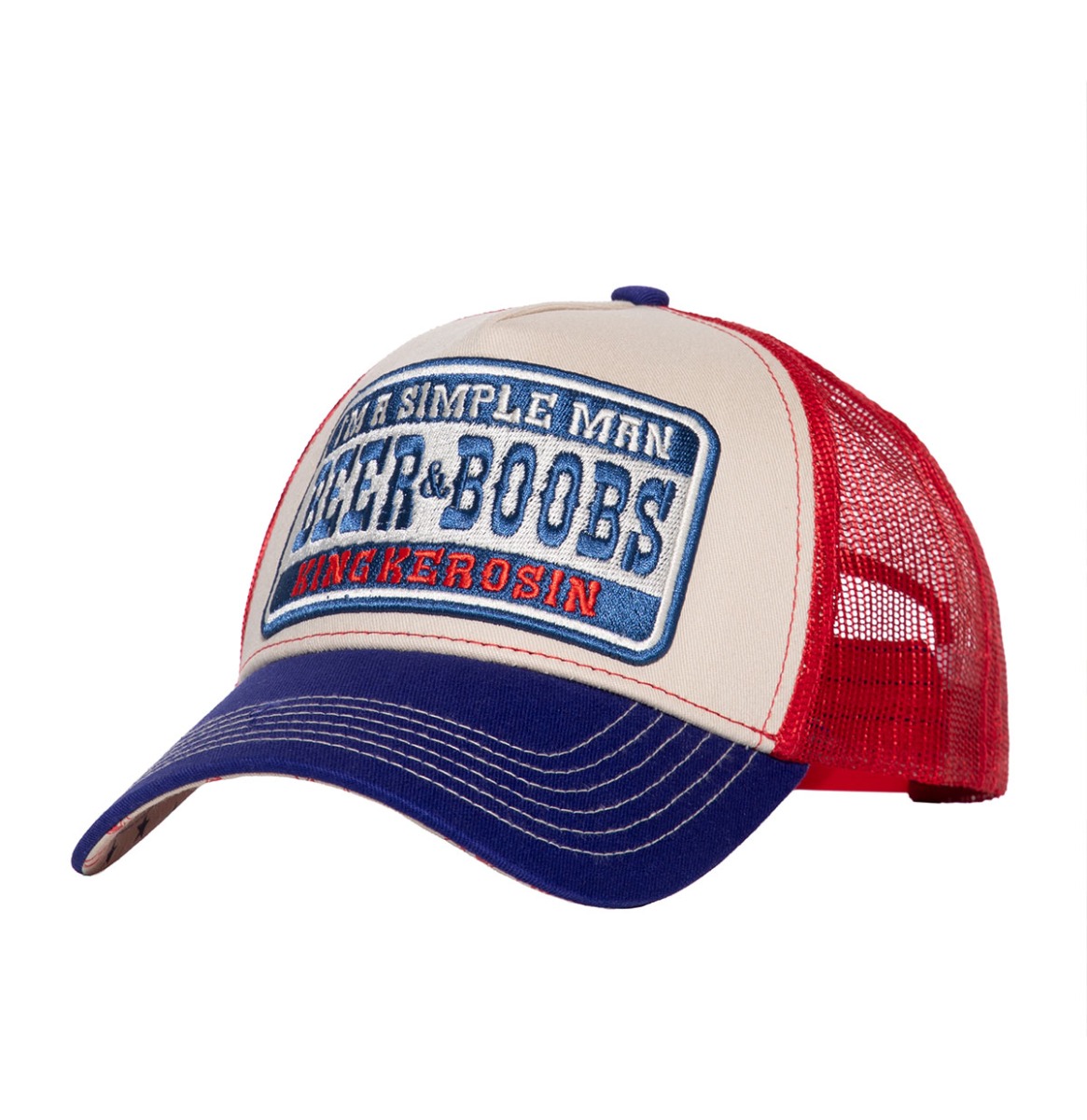 King Kerosin I'm A Simple Man Beer & Boobs Trucker Pet Beige & Rood | King Kerosin