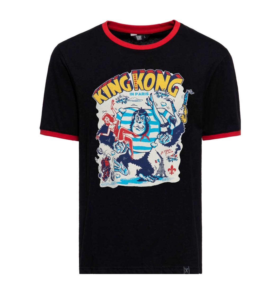 King Kerosin King Kong Paris Ringer Shirt Black Red-XXXXL | King Kerosin