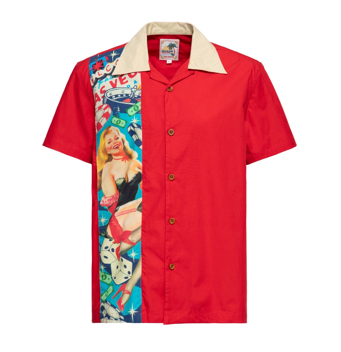 King Kerosin Las Vegas Pin Up Panel Shirt Red-M | King Kerosin