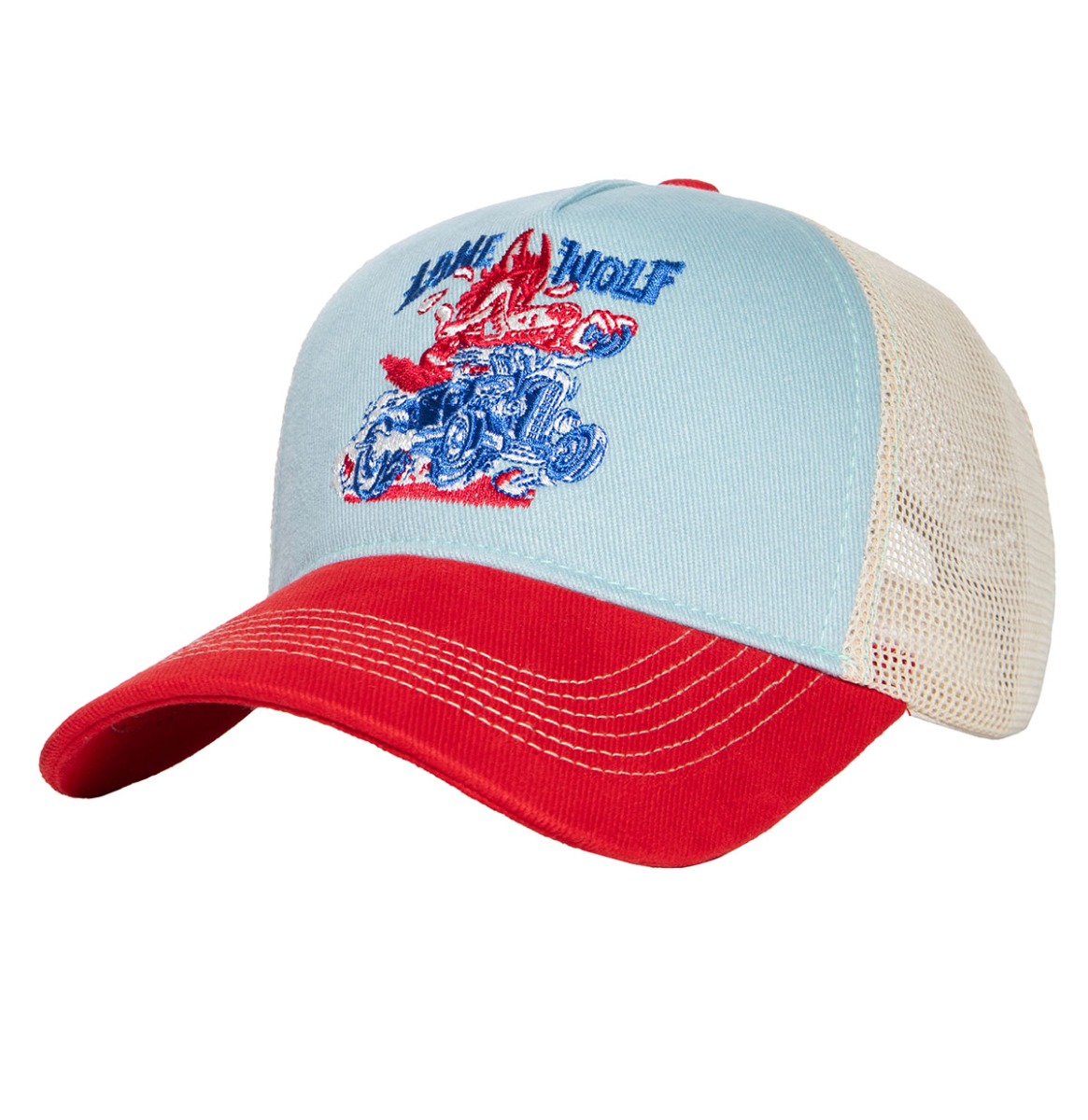 King Kerosin Lone Wolf Trucker Pet Blauw & Rood | King Kerosin