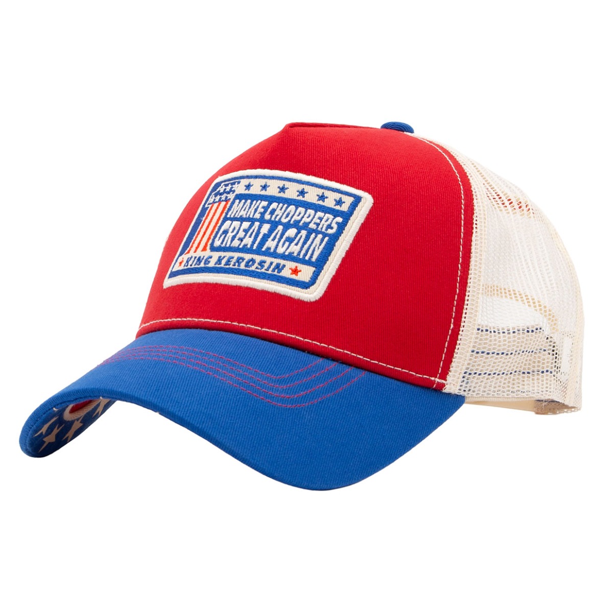 King Kerosin Make Choppers Great Again Trucker Pet Rood & Blauw & Gebroken Wit | King Kerosin