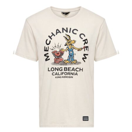 King Kerosin Mechanic Crew T-Shirt Off White-2XL | King Kerosin