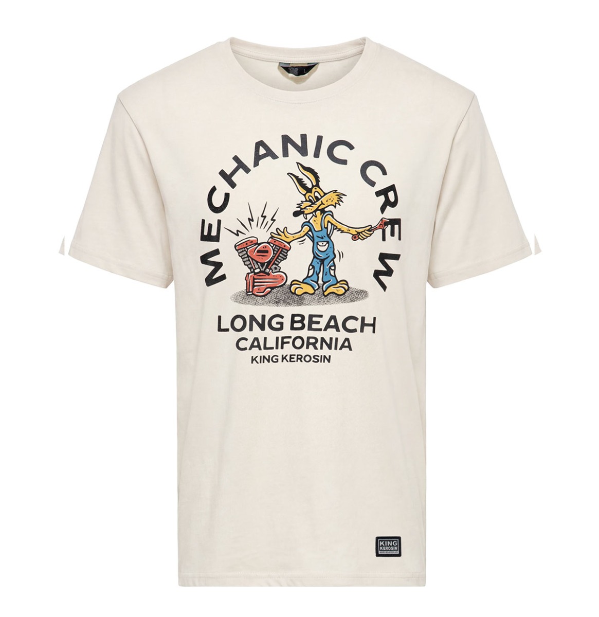 King Kerosin Mechanic Crew T-Shirt Off White-2XL | King Kerosin