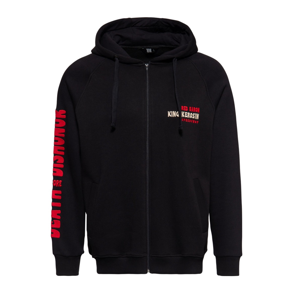 King Kerosin Men's Hoodie Jacket Red Baron Black-XXXL | King Kerosin