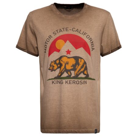 King Kerosin Motor State California T-Shirt Light Brown-XXL | 20% korting | King Kerosin