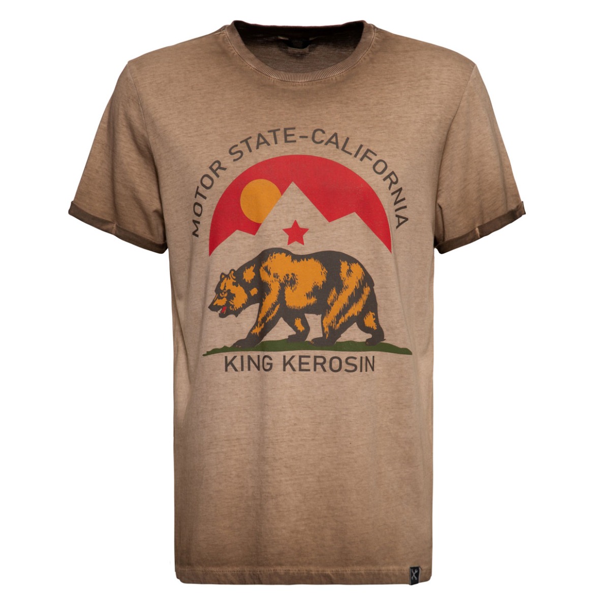King Kerosin Motor State California T-Shirt Light Brown-XXL | 20% korting | King Kerosin