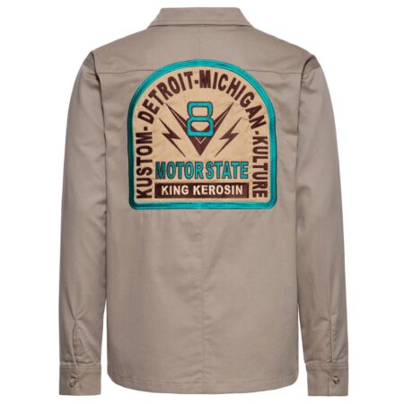 King Kerosin Motorstate Dragstripe Workwear Blouse Khaki -4XL | King Kerosin