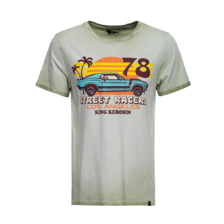 King Kerosin Oil Washed Street Racers L.A. T-Shirt Mint-XXL | King Kerosin