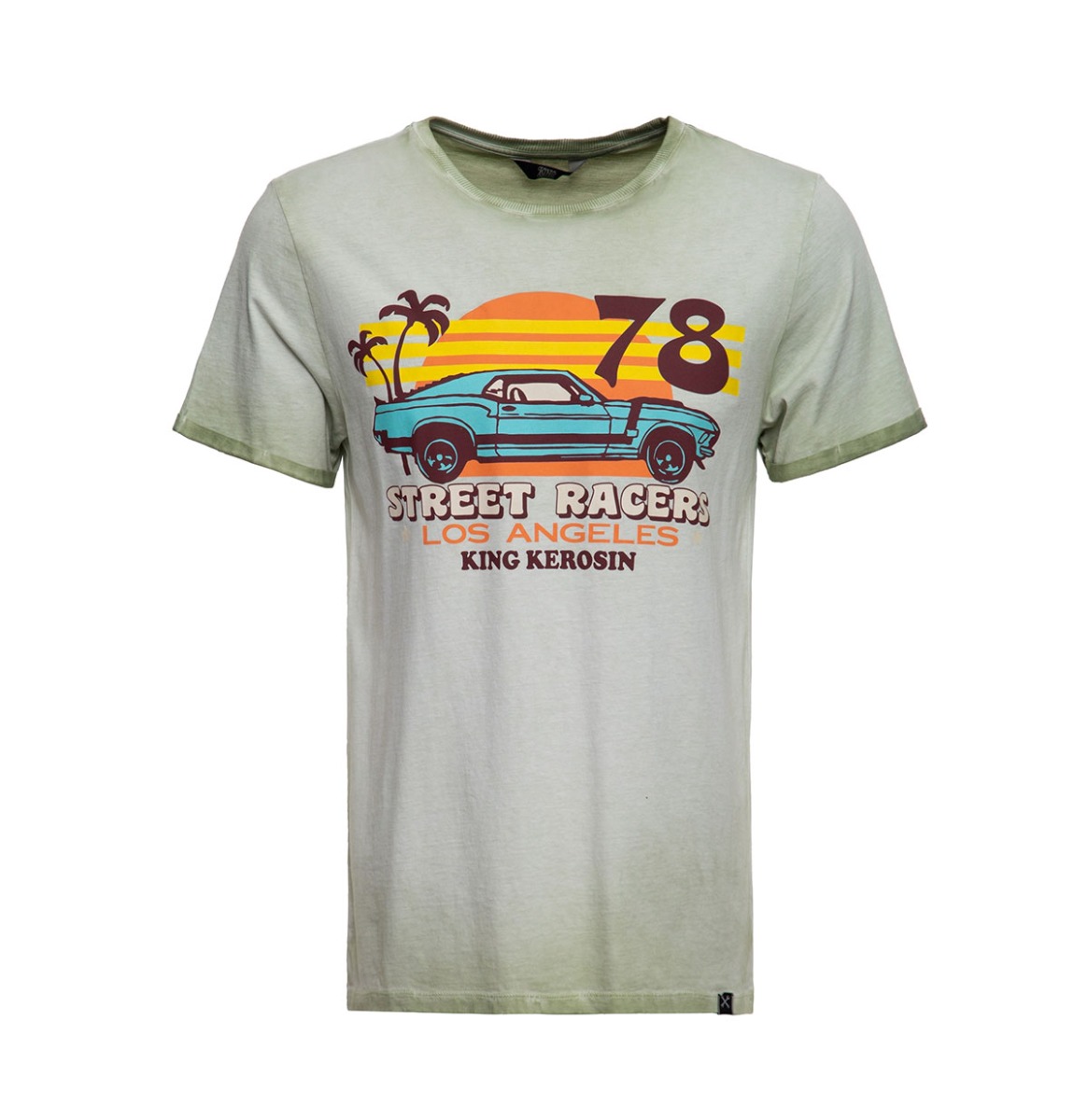 King Kerosin Oil Washed Street Racers L.A. T-Shirt Mint-XXL | King Kerosin