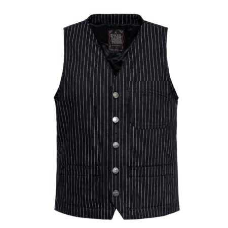 King Kerosin Pinstriped Waistcoat Black White-M | King Kerosin