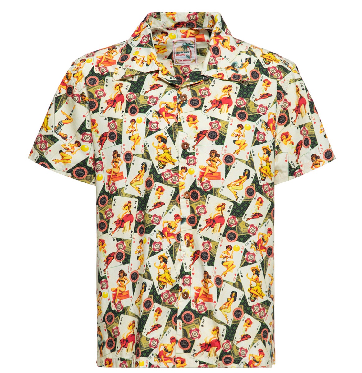 King Kerosin Playing Cards Shirt Deep Green-XXXXL | King Kerosin