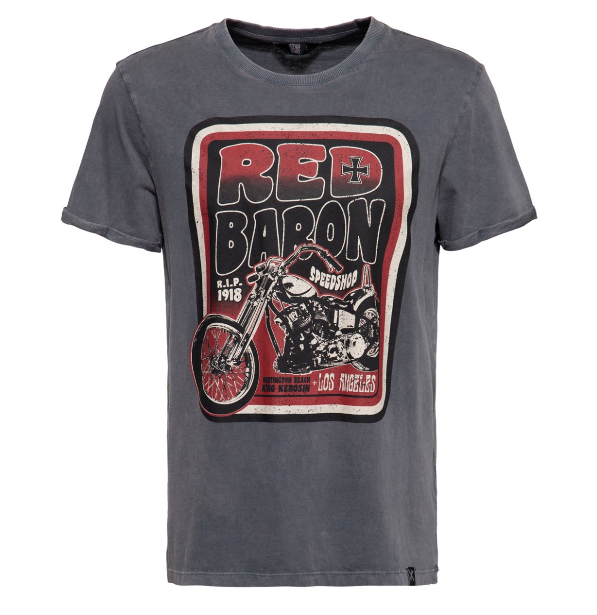 King Kerosin Red Baron Speedshop T-Shirt Steel Grey-XXXXL | 27% korting | King Kerosin