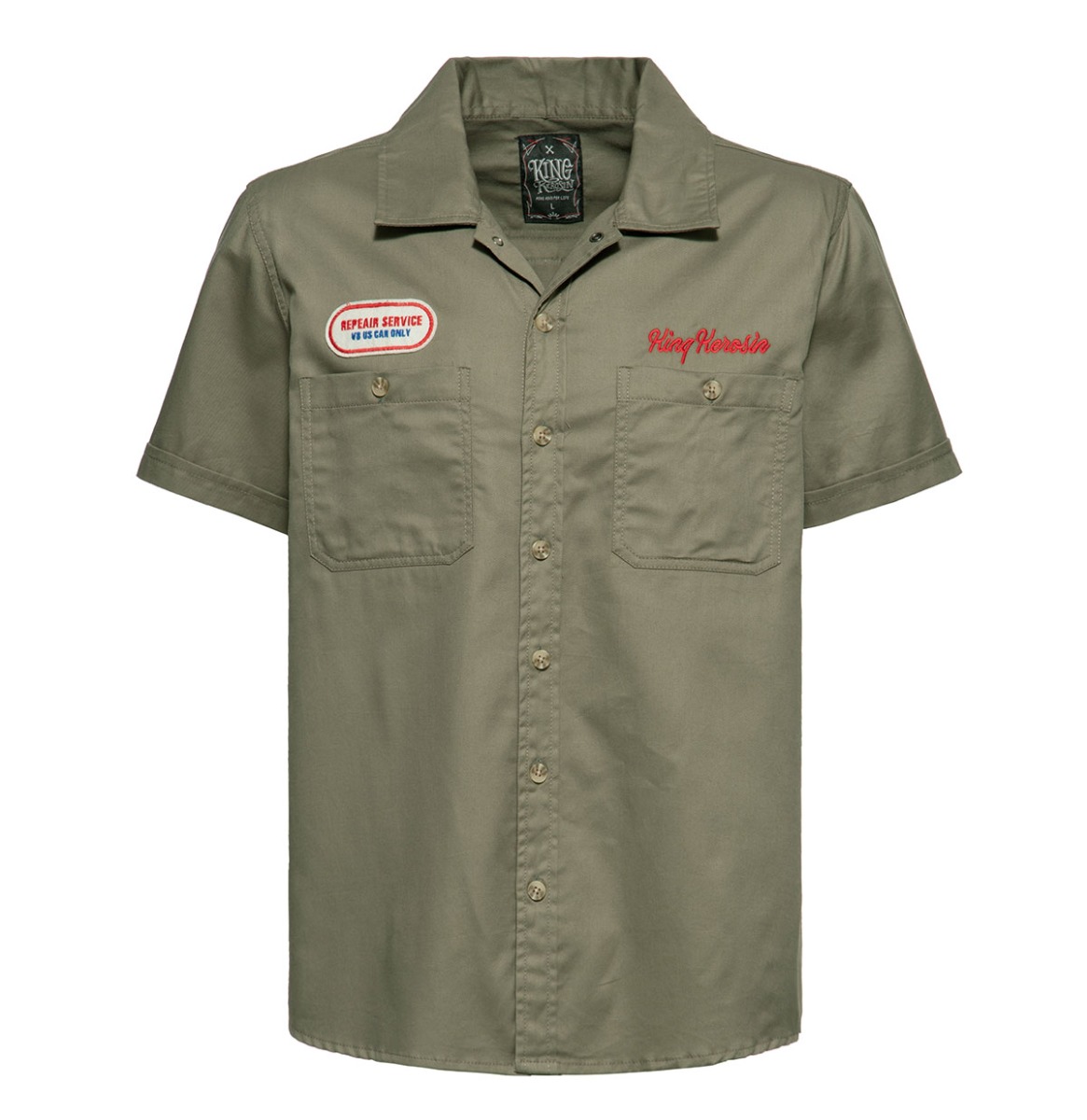 King Kerosin Redondo Beach Work Shirt Oil Green-L | King Kerosin
