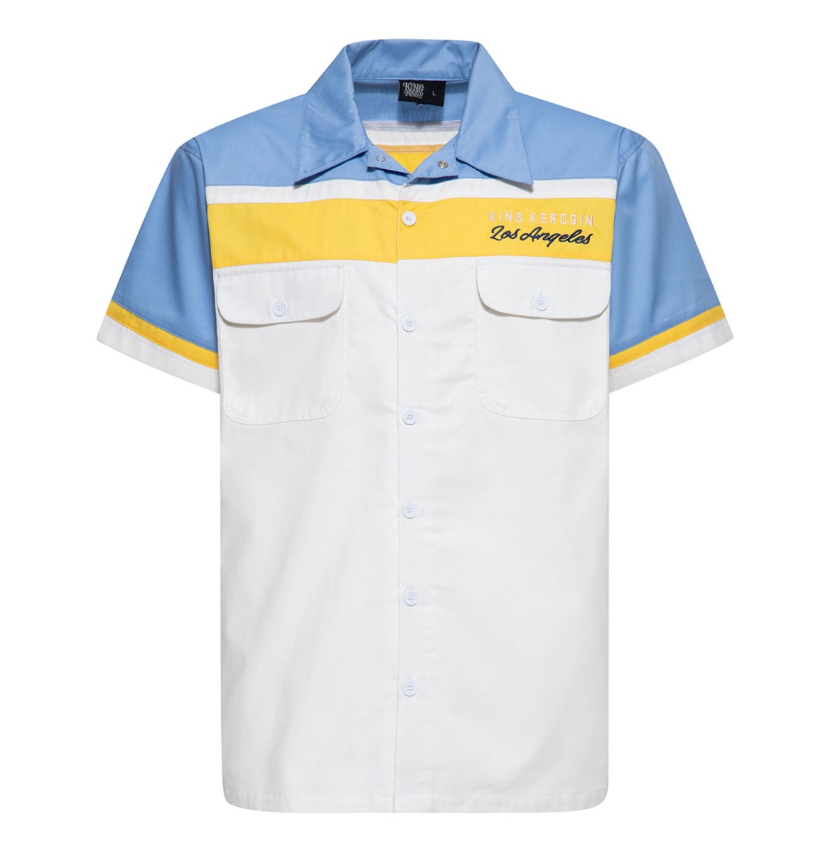 King Kerosin Redondo Beach Work Shirt White & Blue-3XL | King Kerosin