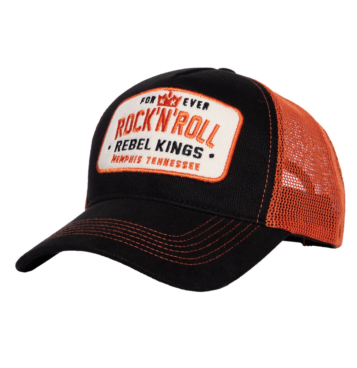 King Kerosin Rock 'N' Roll Rebel Kings Trucker Pet Zwart & Oranje | King Kerosin