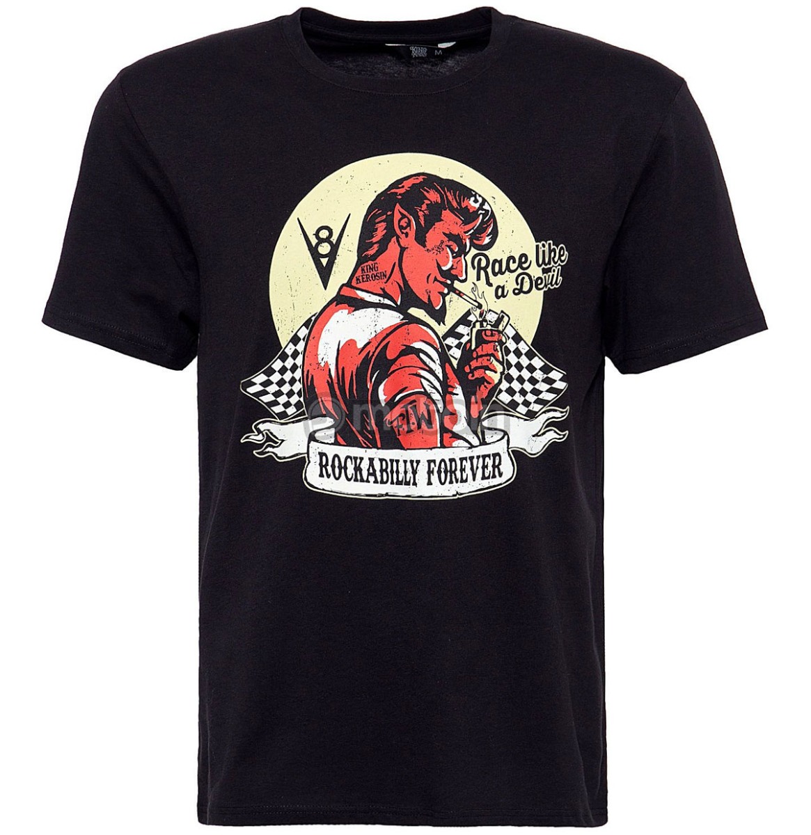 King Kerosin Rockabilly Forever Mens T-Shirt Black-S | 25% korting | Fiftiesstore