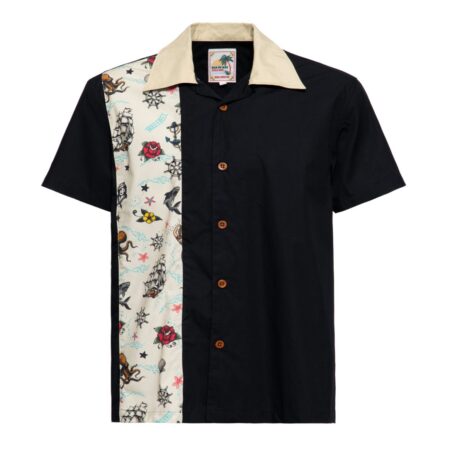 King Kerosin Sailor Tattoo Panel Shirt Black-XXXL | King Kerosin