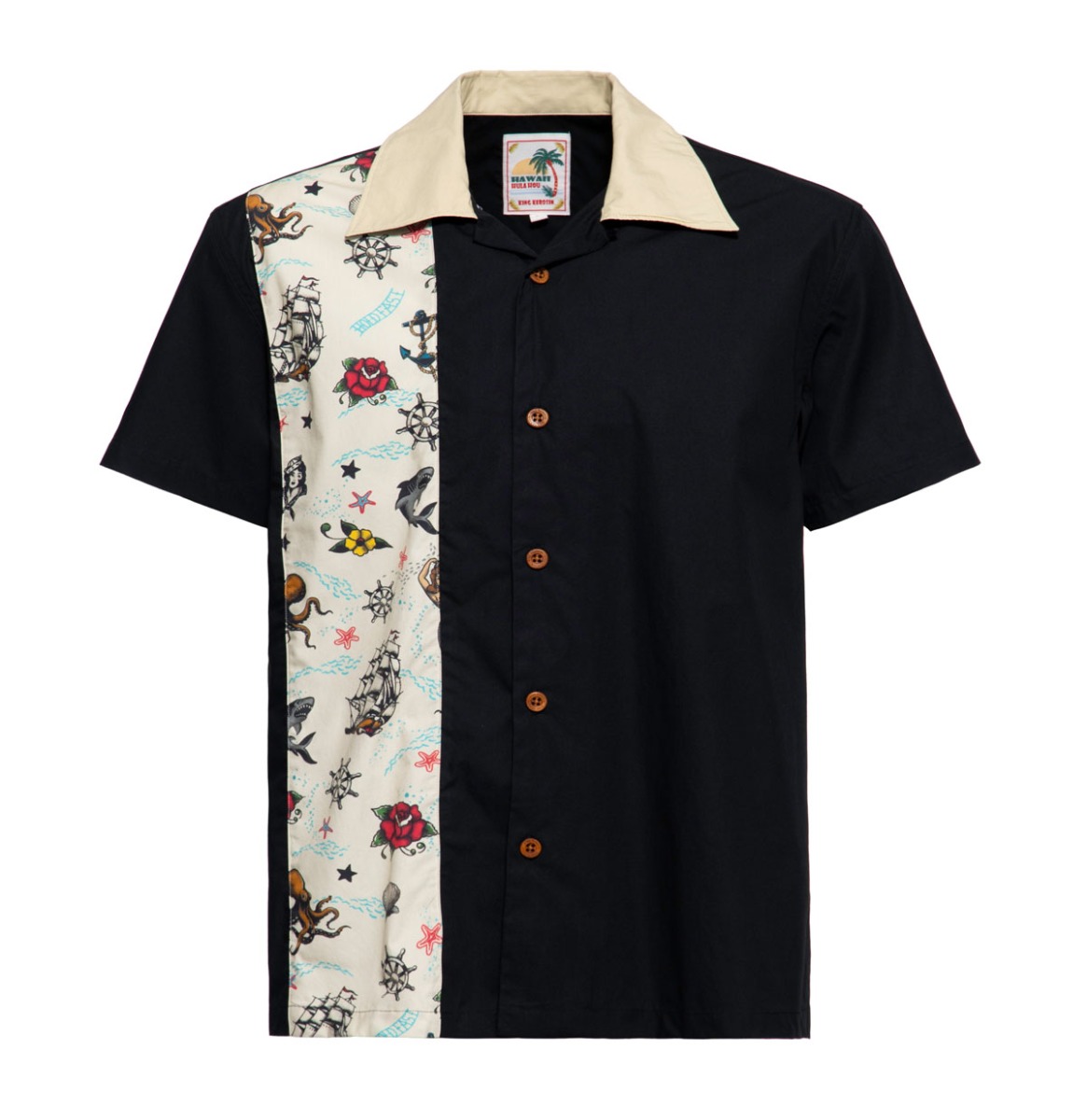 King Kerosin Sailor Tattoo Panel Shirt Black-XXXL | King Kerosin