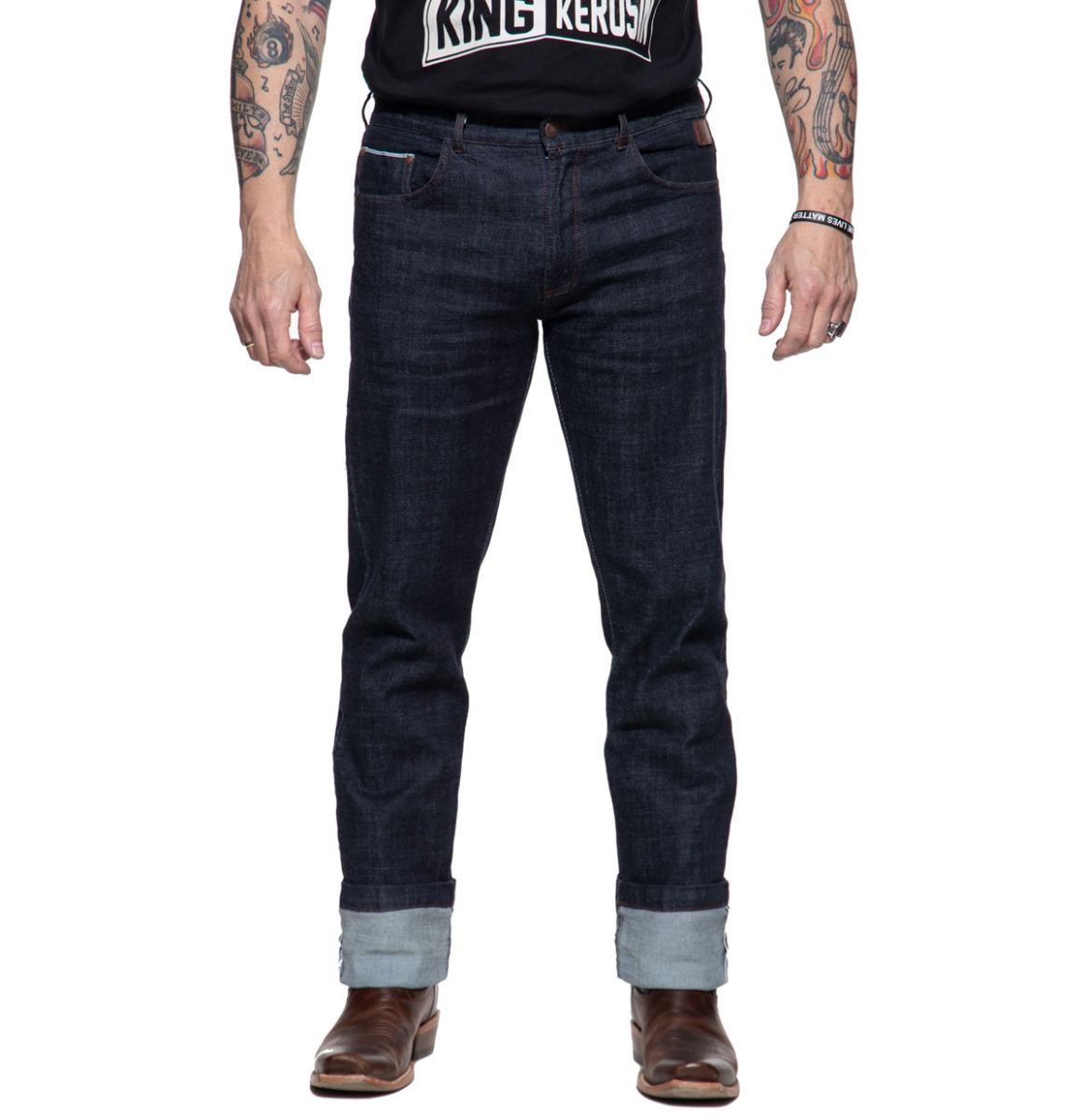 King Kerosin Selvedge Jeans With Chinchback Robin Blue-40 - 32 | King Kerosin