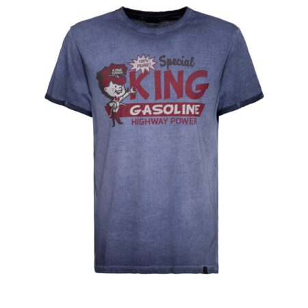 King Kerosin Special King Gasoline Inside Oil Washed T-Shirt Dark Blue-XXXXL | 21% korting | King Kerosin