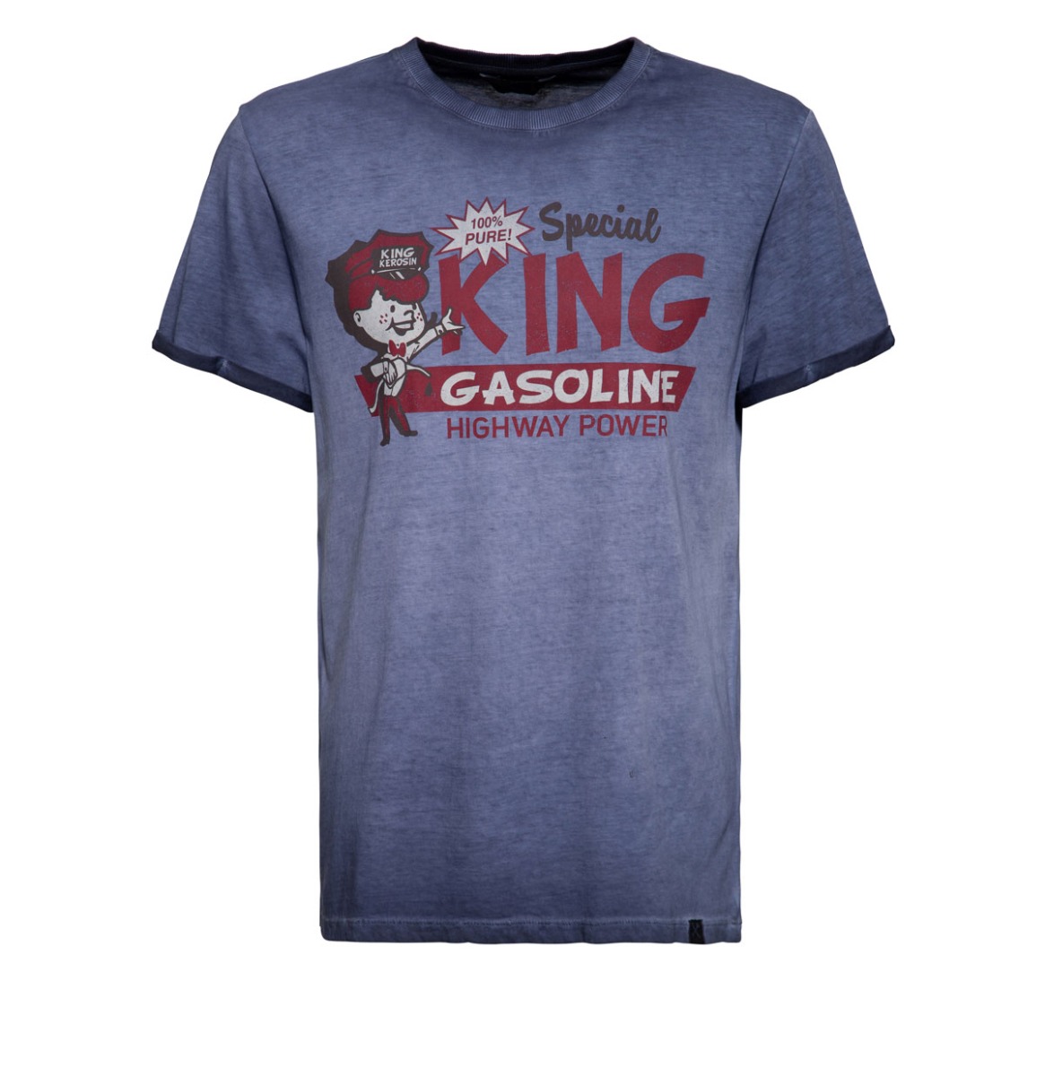 King Kerosin Special King Gasoline Inside Oil Washed T-Shirt Dark Blue-XXXXL | 21% korting | King Kerosin