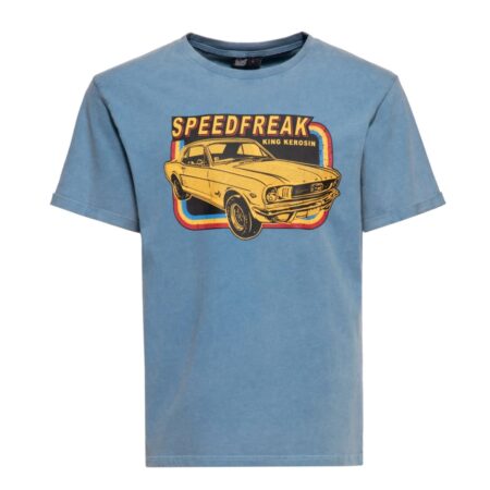 King Kerosin Speed Freak T-Shirt Oil Washed Sky Blue-M | King Kerosin