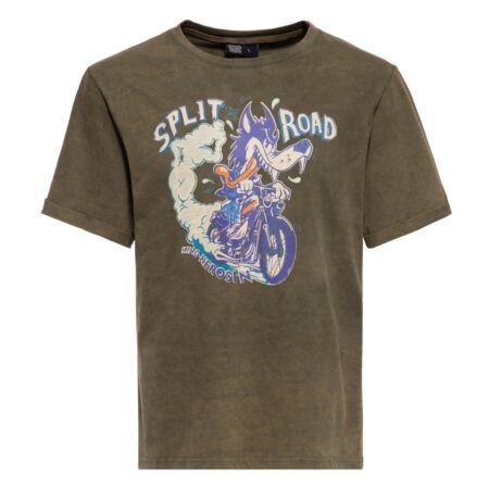 King Kerosin Split Road T-Shirt Oil Washed Deep Green-XXL | King Kerosin