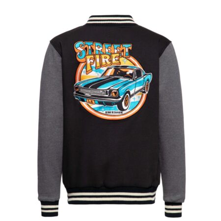 King Kerosin Street Fire College Jacket Black Grey -XL | Fiftiesstore